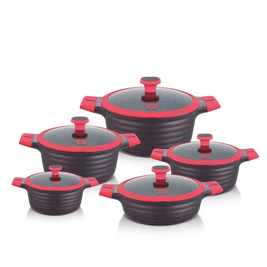 UCC Life 10-Piece Granite Coated Cookware Set – Non-Stick, Durable, & Stylish Pots and Pans