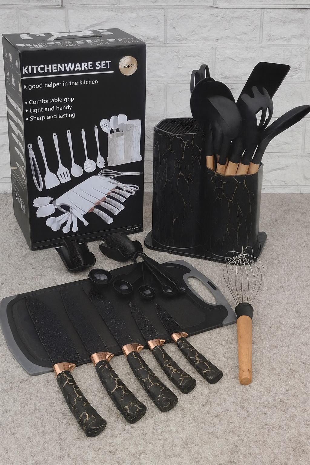 25pc Silicone spoon and knife set