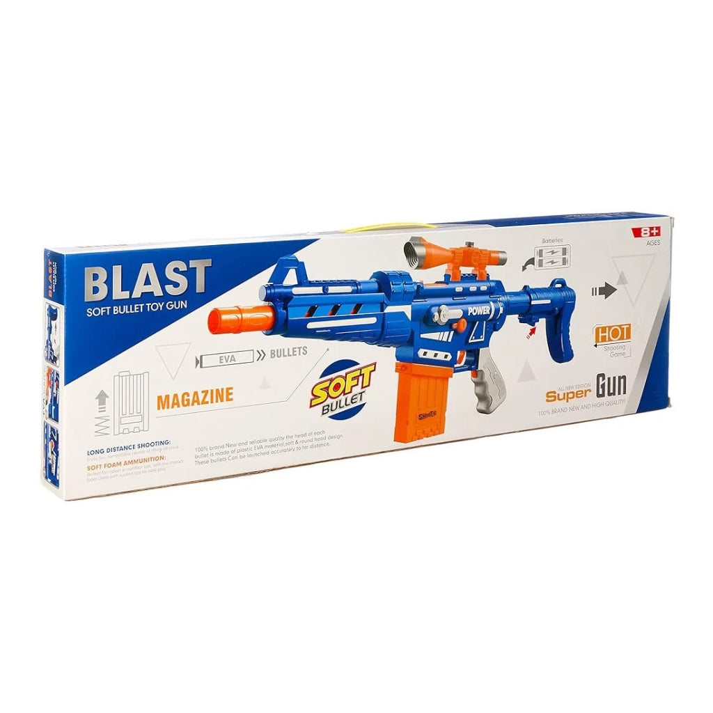 Blast Soft Bullet Toy Gun. Long-Distance Foam Blaster with Magazine