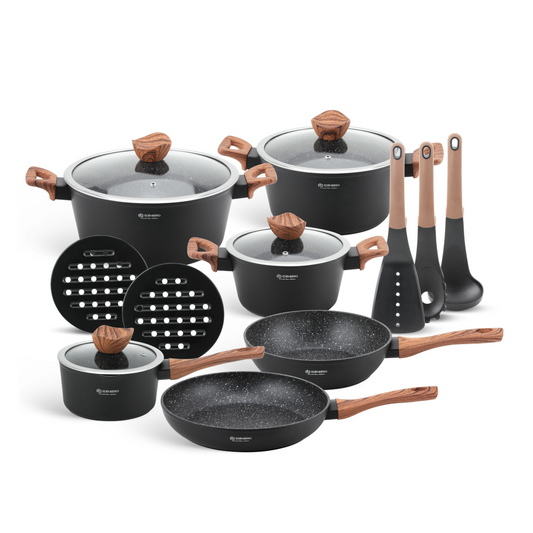 15-Piece Edenberg Cookware Set – Black