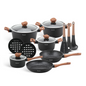 15-Piece Edenberg Cookware Set – Black