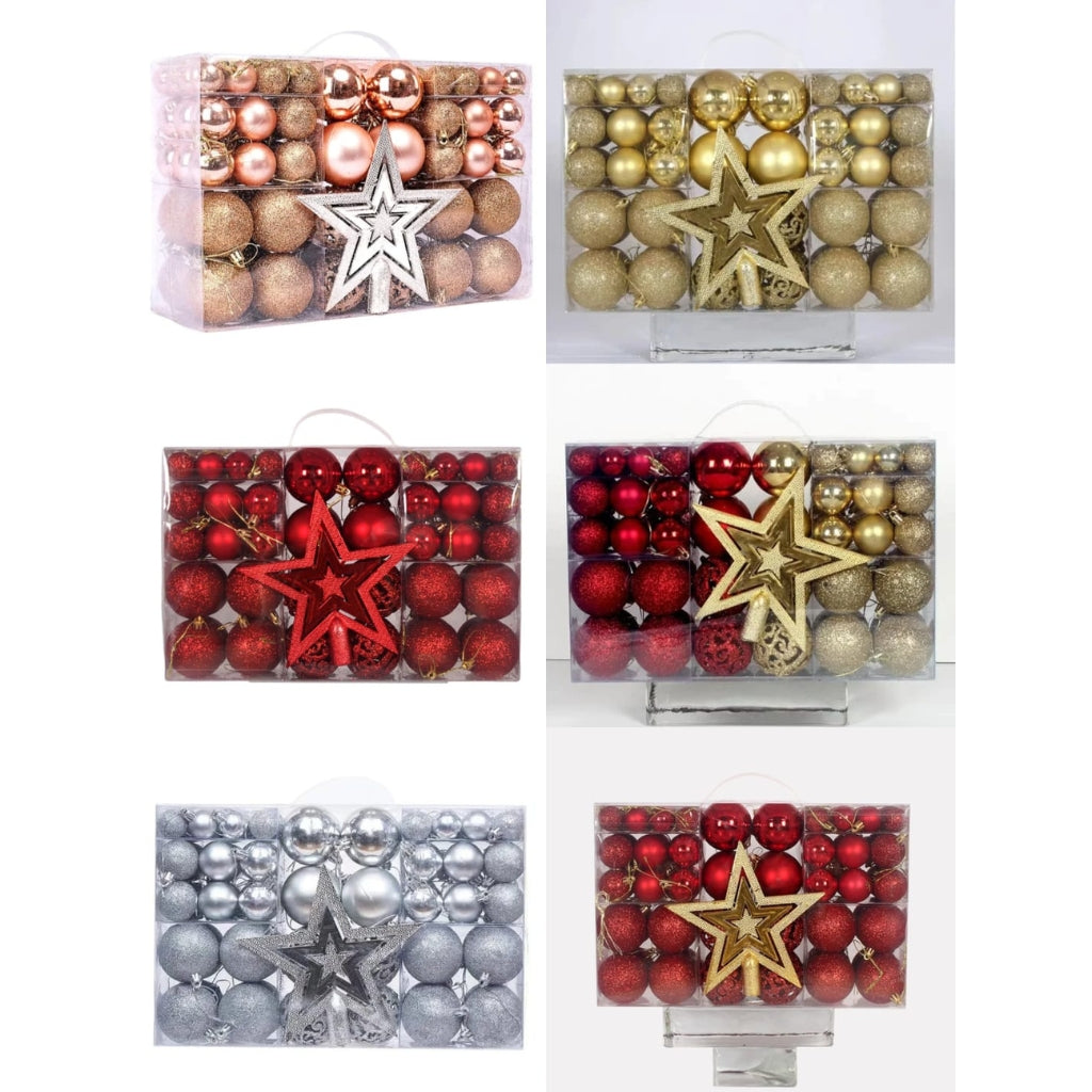 101-Piece Christmas Tree Decoration Balls Set-Rose Gold, Gold,  Silver,  Red,  Red & Gold