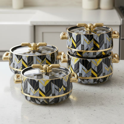 Luxury Marble & Gold Hot Pot Set – 4 Pieces serveware