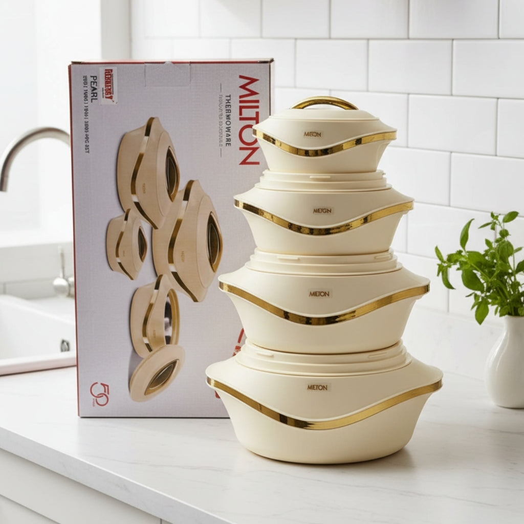 Milton Pearl Hot Pot Set – 4 Pieces serveware (0.5 L  1.0 L  1.5 L  2.5 L)