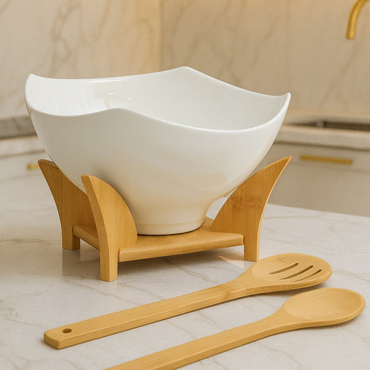 Ceramic Salad Bowl Set with stand