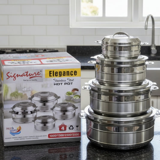 Signature Elegance Stainless Steel Hot Pot Set  – 4 Pieces serveware