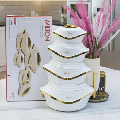 Milton Pearl Hot Pot Set – 4 Pieces serveware (0.5 L  1.0 L  1.5 L  2.5 L)