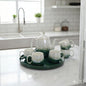 8pcs Ceramic Tea Set with Tray – Green & White Gradient Design