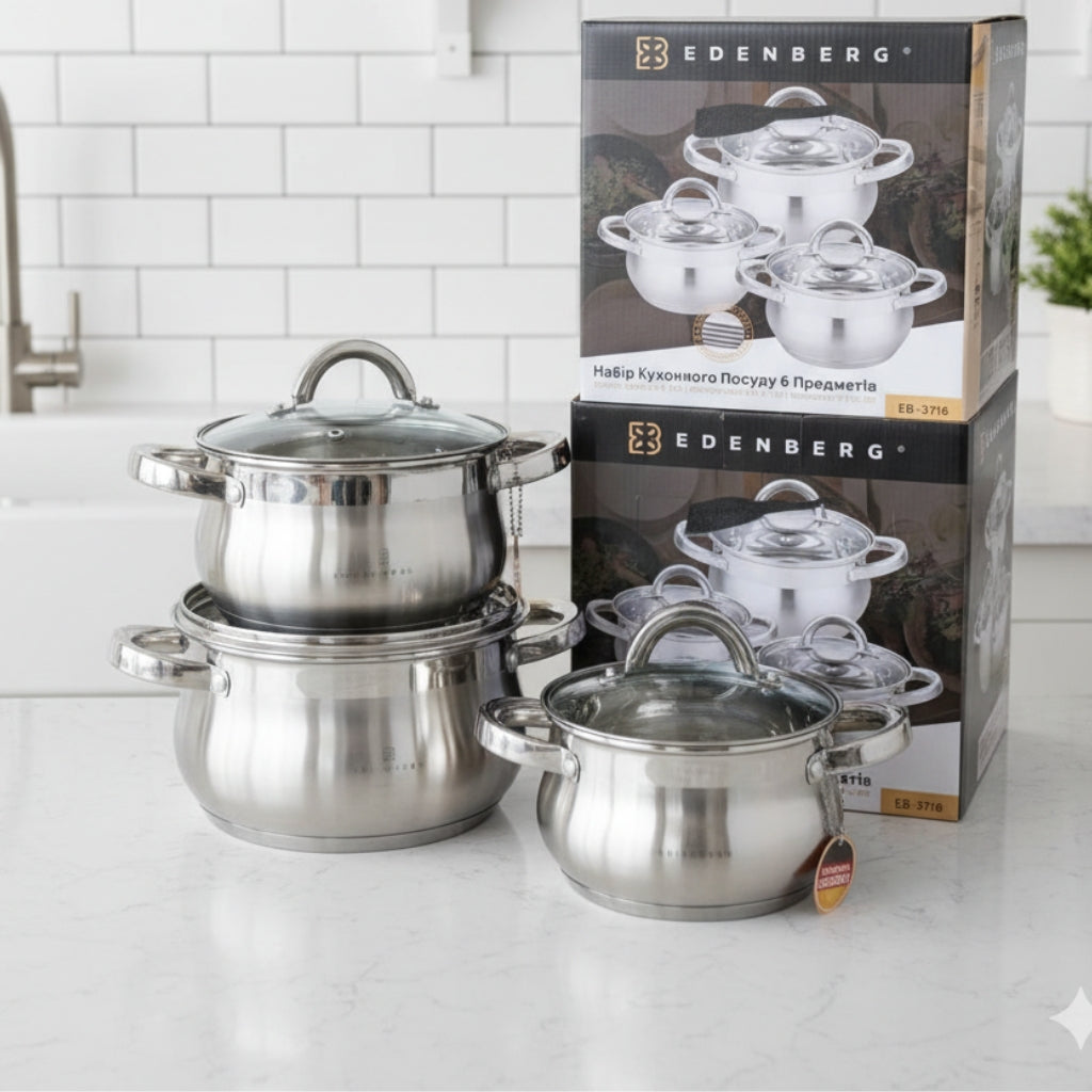 6-Piece Edenberg Stainless Steel Cookware Set (EB-3716)