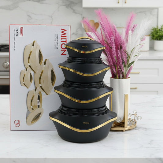 Milton Pearl Hot Pot Set – 4 Pieces serveware (0.5 L  1.0 L  1.5 L  2.5 L)