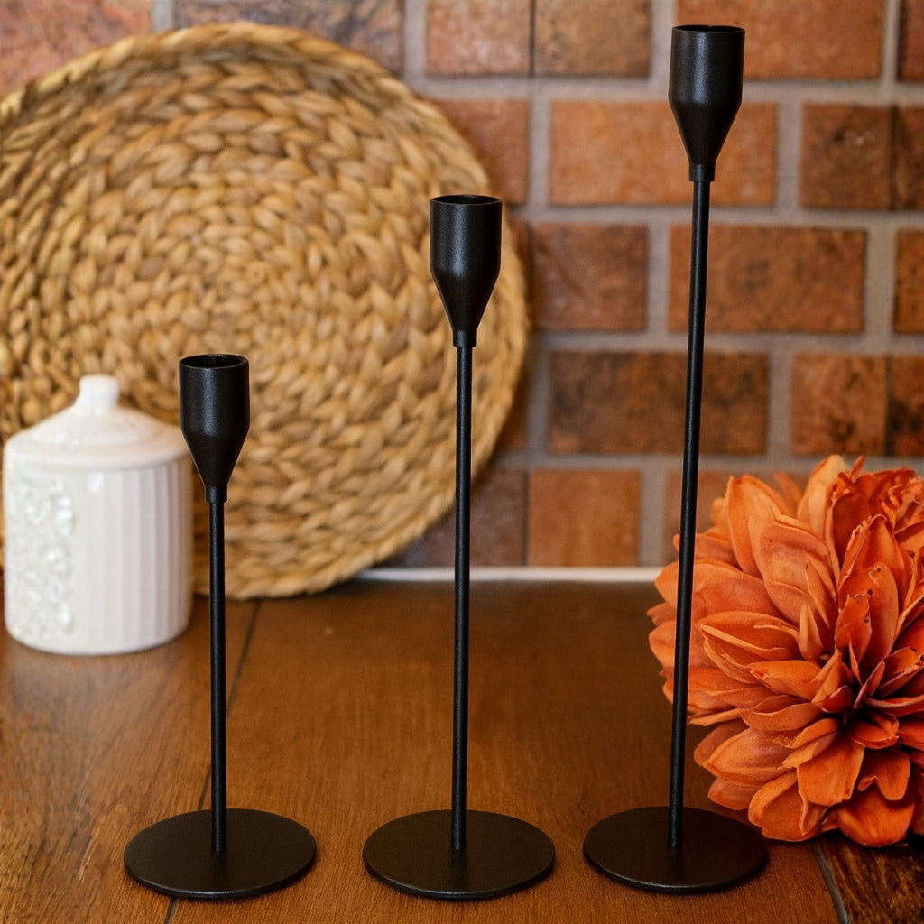 Classic 3-in-1 Metallic Candle Holder Set