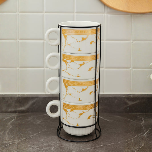 Space-Saver Stackable Coffee Cups with Stand