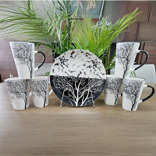 Black & White Tree Design Dinner Set (12pcs)