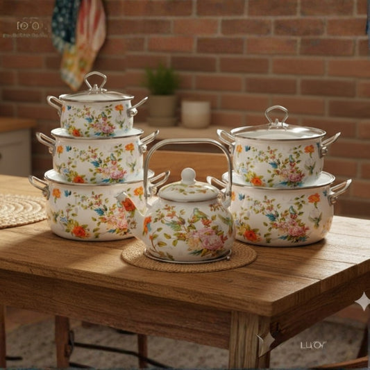 11-Piece Original Enamel Cookware Set with Kettle