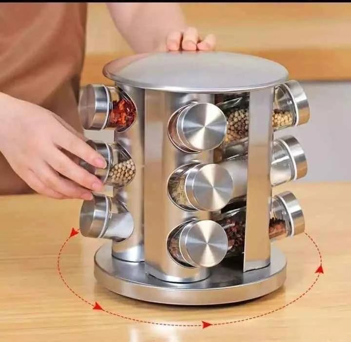 12-in-1 Rotating Spice Rack – Stylish & Space-Saving Kitchen Organizer/