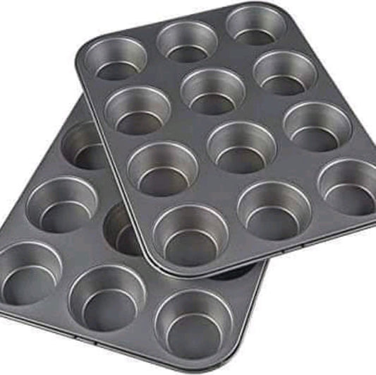 12-Hole Queen Cake Mould – Non-Stick Baking Pan for Muffins & Cupcakes