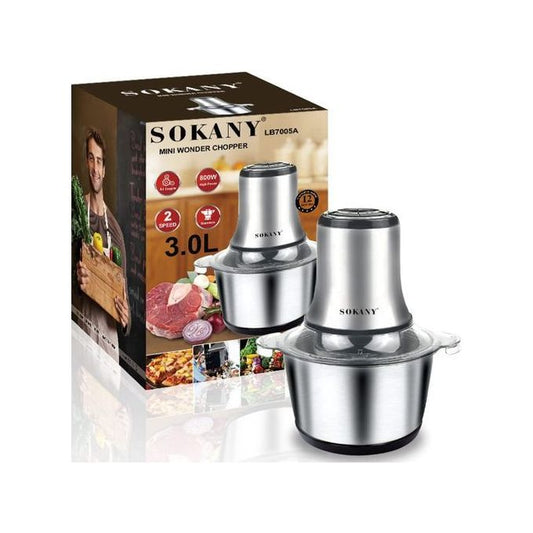 Sokany  Electric Chopper – 3L Stainless Steel, 800W Dual Speed