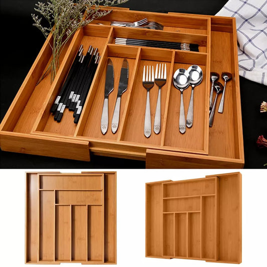 Multifunctional Bamboo Drawer Organizer
