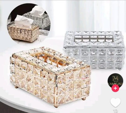 Luxury Crystal Napkin/Tissue Holder – Gold & Silver