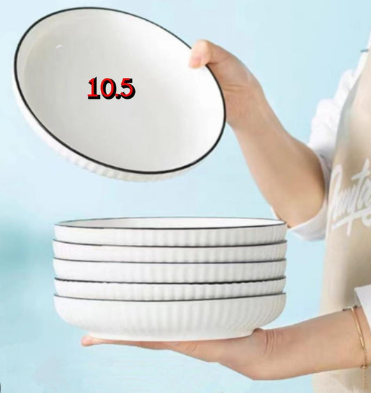 10.5-Inch White Ceramic Serving Bowls