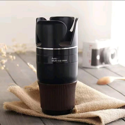 Adjustable 5-in-1 Multifunction Rotating Car Cup Holder – Black