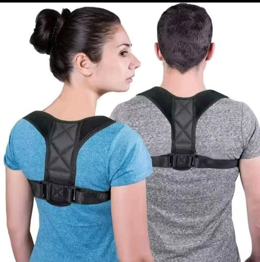 Adjustable Back Shoulder Posture Corrector Belt – Black