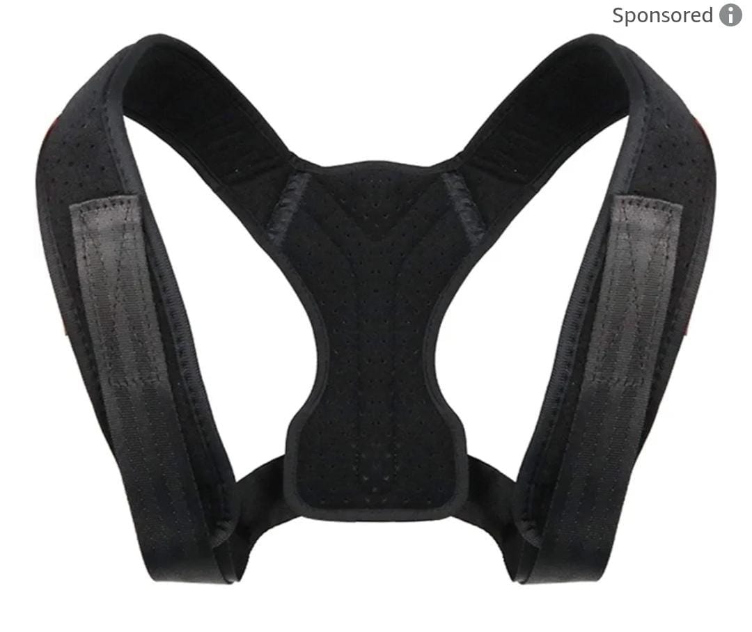 Adjustable Back Shoulder Posture Corrector Belt – Black