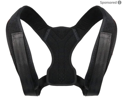 Adjustable Back Shoulder Posture Corrector Belt – Black
