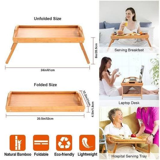 Multi purpose Foldable Bamboo Tray