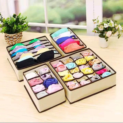 Collapsible Drawer Organizer – Set of 4(Beige)