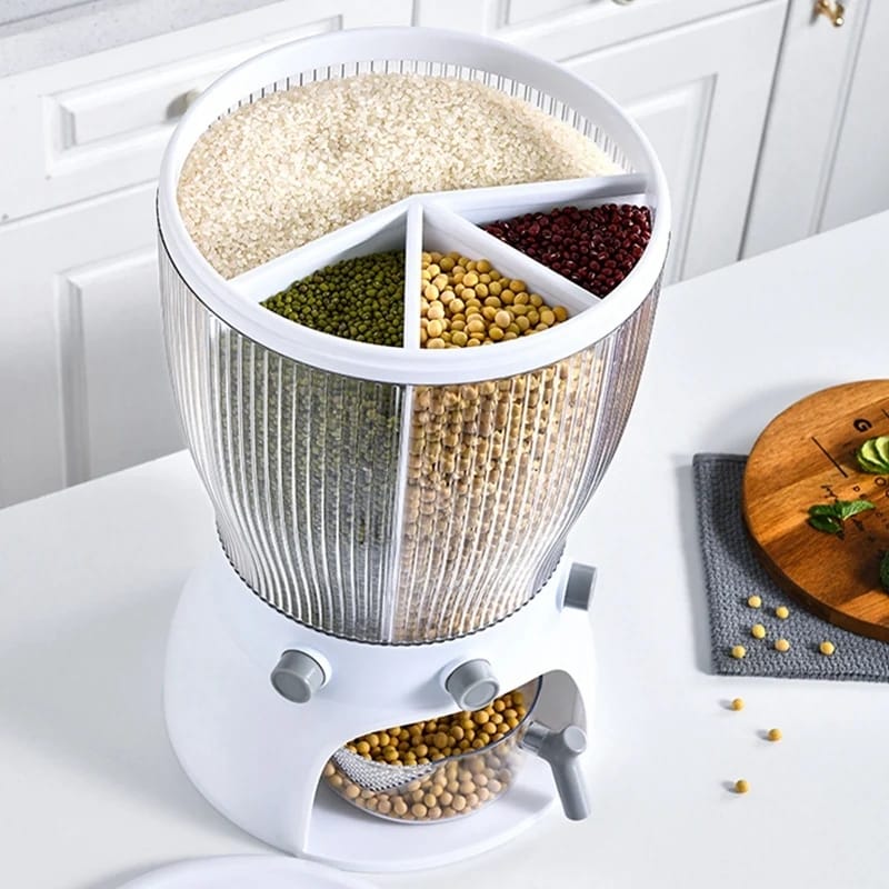 Rotating Multi-Section Cereal & Grain Dispenser