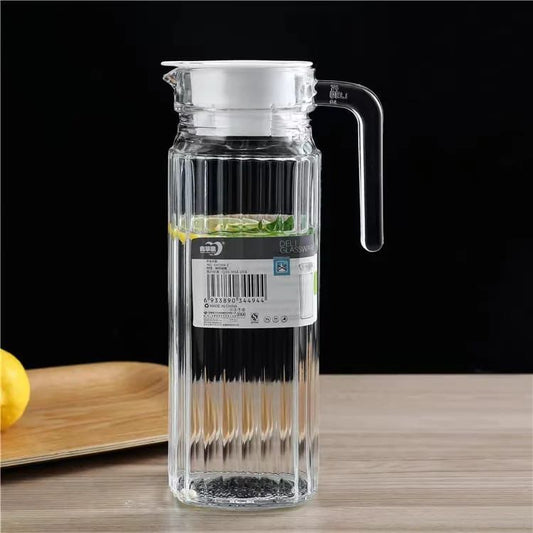 Classic 1.0L Glass Water Jug.Elegant Pitcher for Water, Juice & Iced Tea