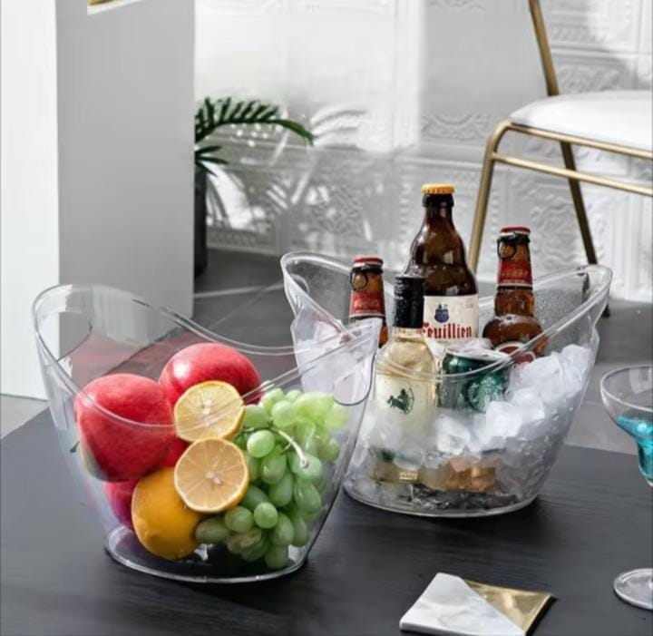 Portable Acrylic Ice Bucket.4 Litre Clear Chiller for Drinks & Parties