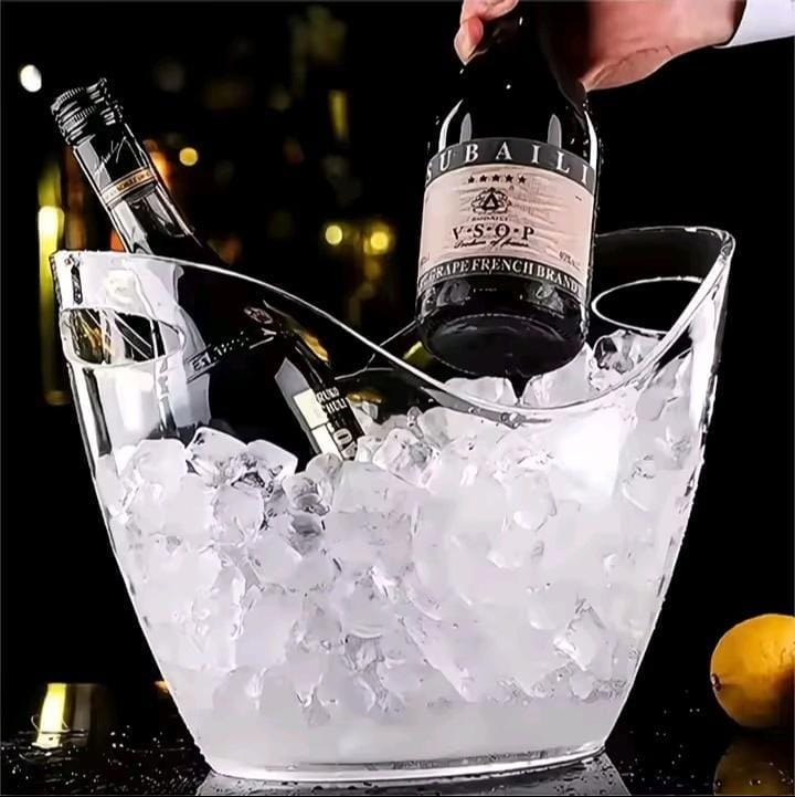 Portable Acrylic Ice Bucket.4 Litre Clear Chiller for Drinks & Parties