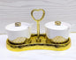 2pcs Ceramic Sugar Dishes with Golden Stand