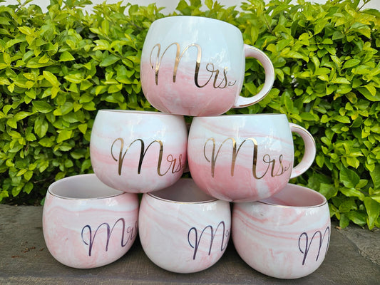 Mr & Mrs Ceramic Mug Set – 6 Pieces