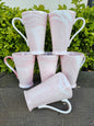 6-Piece Tall Pink Marble Ceramic Mug Set