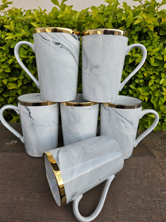 Marble Luxe Ceramic Mug Set (6pcs)
