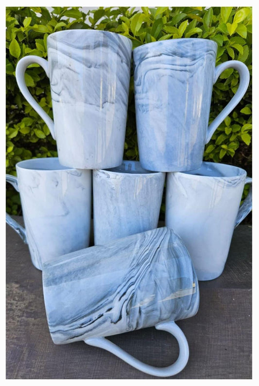 Blue Marble Ceramic Mug Set (6pcs)