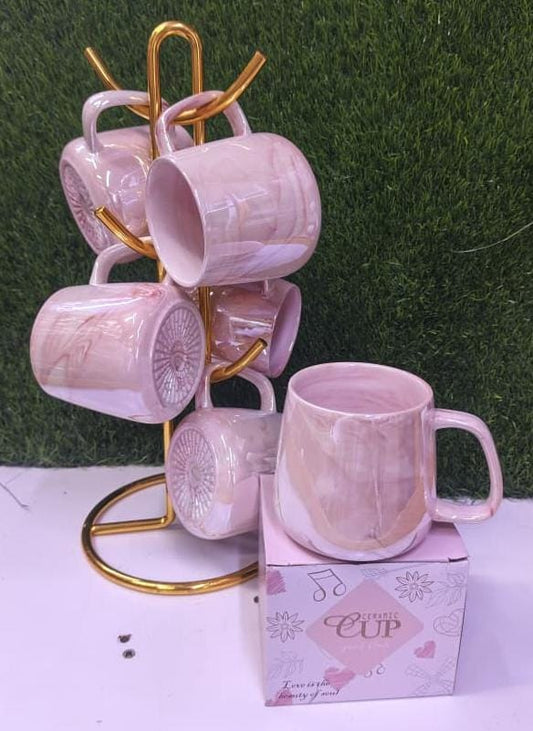 Marble Ceramic Mug Set (6pcs)