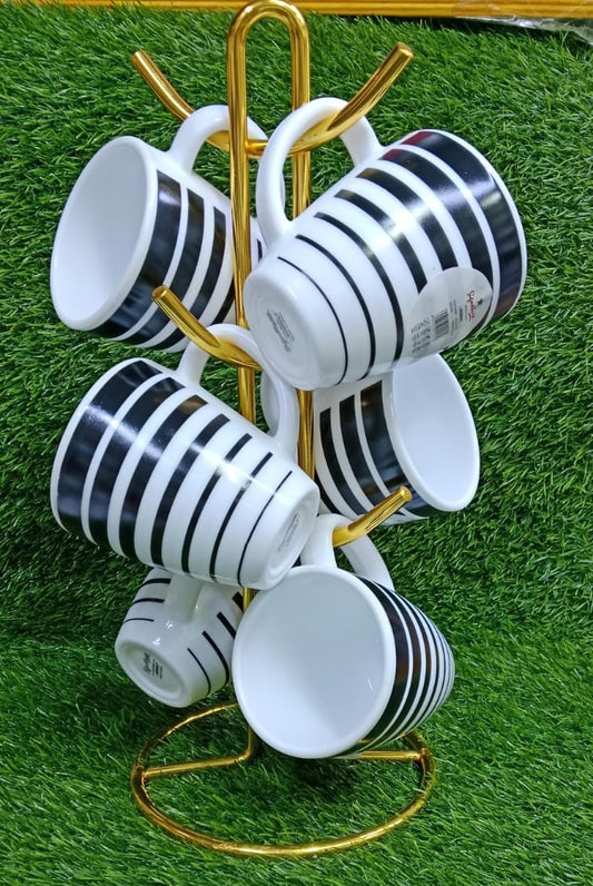 Striped Ceramic Mug Set (6pcs – 40cl)