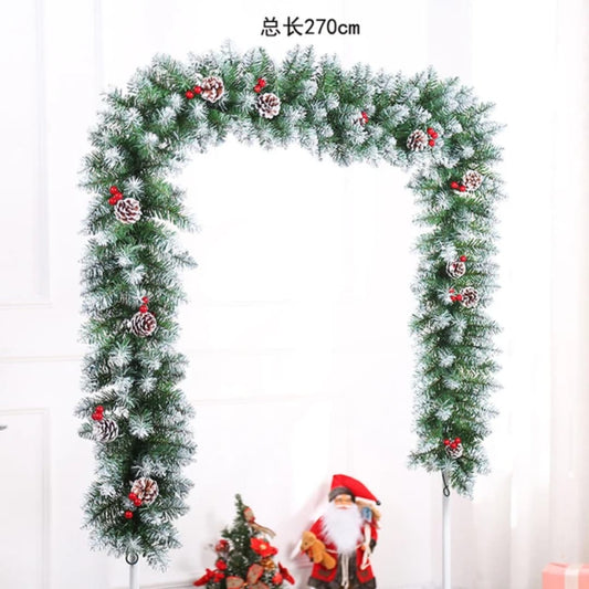 Decorated 2.7M Christmas Garland with Pine Cones & Red Berries