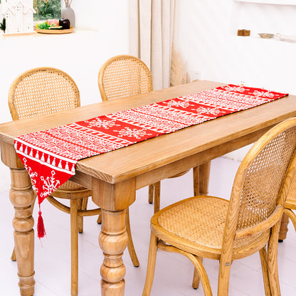 Elegant Christmas Themed Table Runners with Tassels (180×35cm)
