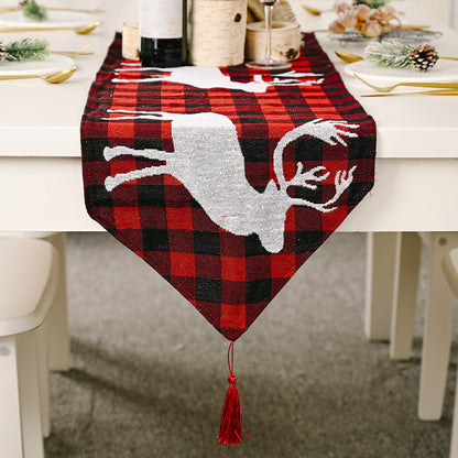 Elegant Christmas Themed Table Runners with Tassels (180×35cm)