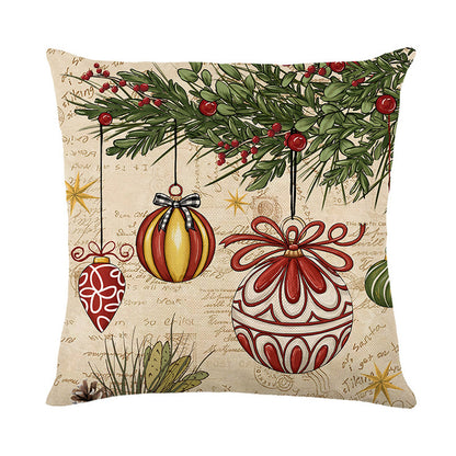 Christmas Themed Linen Throw Pillow Covers (45×45cm)