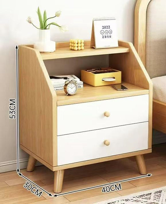 Modern Wooden Bedside Table with 2 Drawers