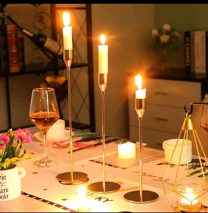 Classic 3-in-1 Metallic Candle Holder Set