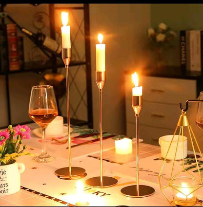 Classic 3-in-1 Metallic Candle Holder Set