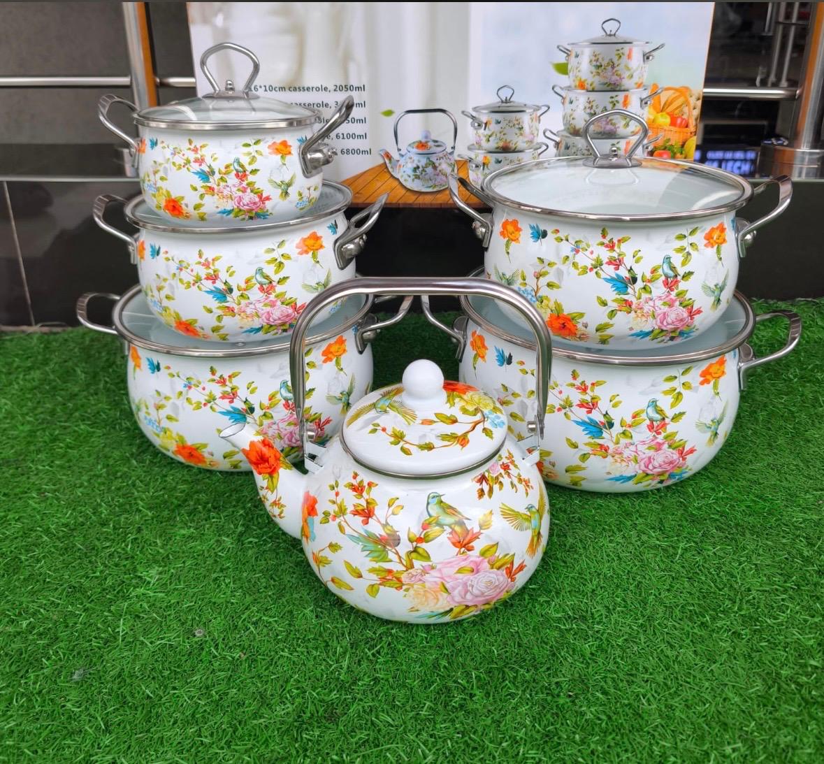 11-Piece Original Enamel Cookware Set with Kettle