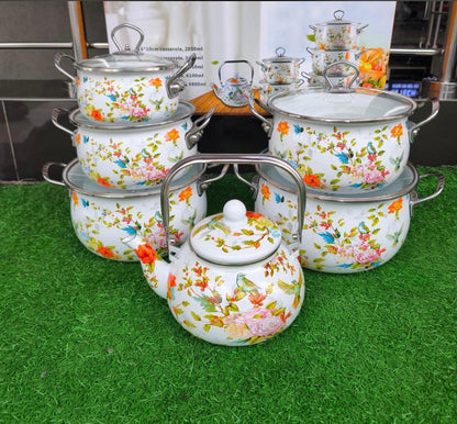 11-Piece Original Enamel Cookware Set with Kettle